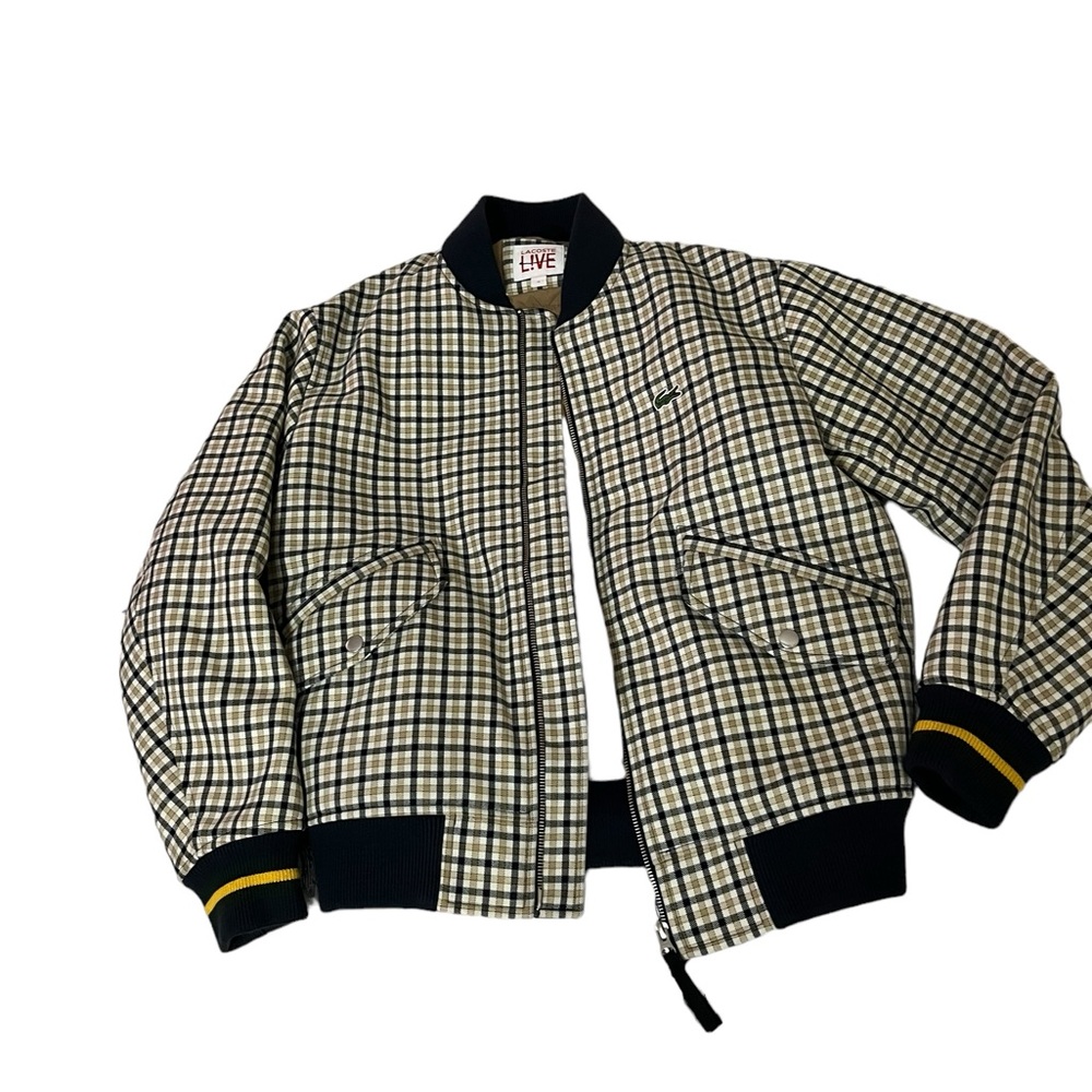 LACOSTE LIVE PLAID WOOL BOMBER JACKET SIZE M - Picture 3 of 10